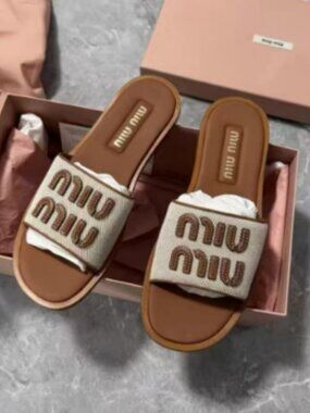 Miu Miu Beige Flat Sandals